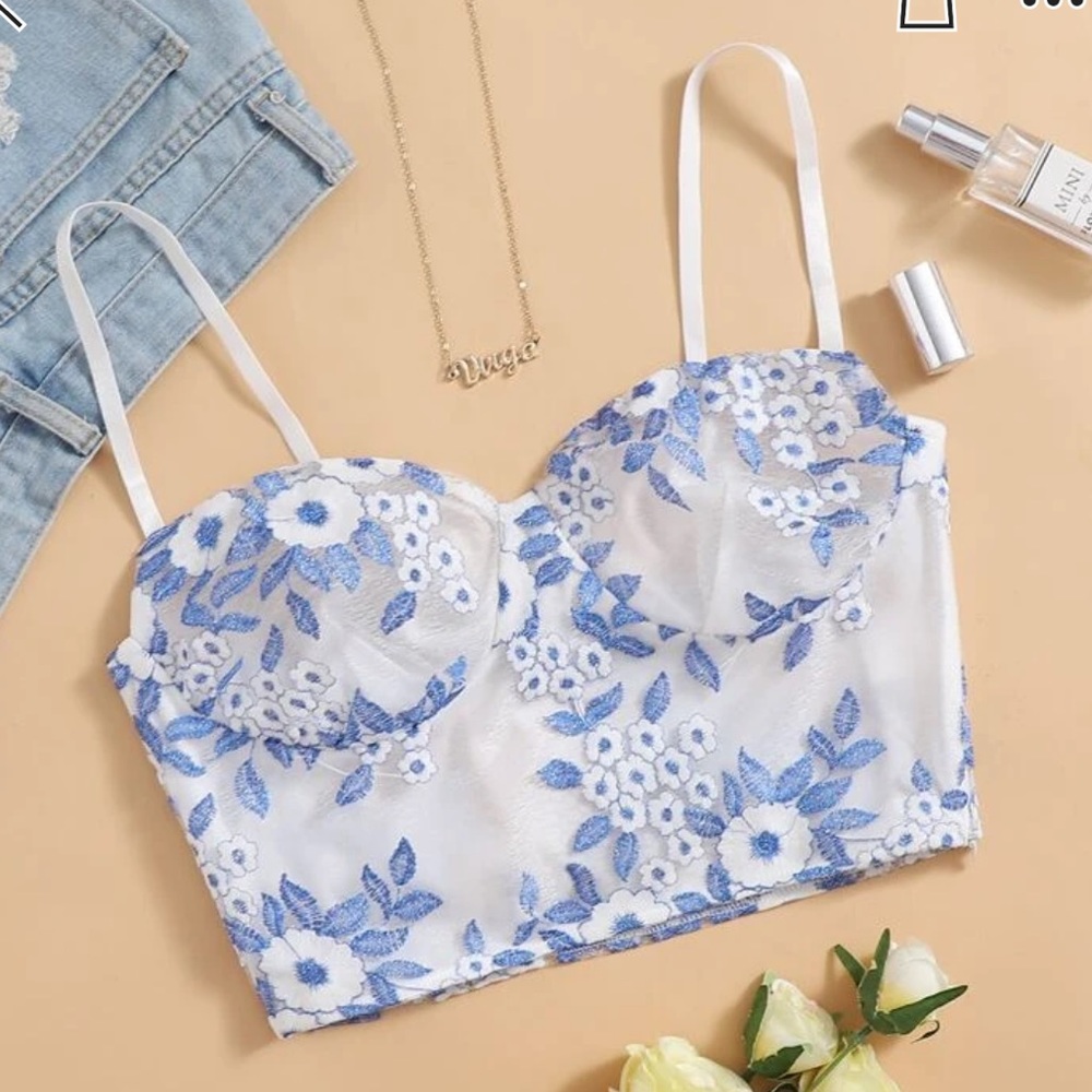 Embroidered floral crop top